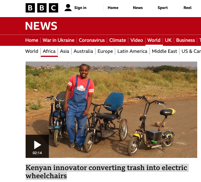 A screenshot of Lincons story on BBC Africa